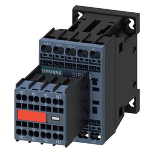 Siemens 3RT2017-2AP04-3MA0, Power Contactor, AC-3e/AC-3, 12 A, 5.5 kW / 400 V, 3-Pole, 230 V AC, 50/60 Hz, Auxiliary Contacts: 2 NO + 2 NC, Spring-Loaded Terminal, Size: S00, Captive Auxiliary Switch