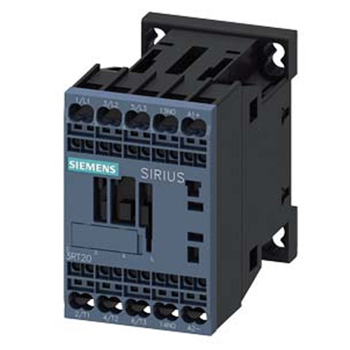 Siemens 3RT2017-2VB42, Power Contactor, AC-3e/AC-3, 12 A, 5.5 kW / 400 V, 3-Pole, 24 V DC, 0.85-1.85* Uc, with Integrated Diode, Auxiliary Contacts: 1 NC, Spring-Loaded Terminal, Frame Size: S00, No Auxiliary Switch Can Be Added