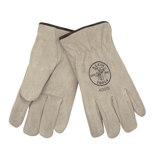 Klein Tools 40015, Lined Drivers Gloves, Suede Cowhide, X-Large, Gray