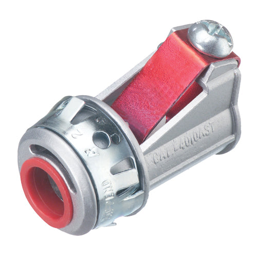 Arlington 4010ASTBKT, 3/8" SNAP²IT Connectors with Insulated Throat, Red Tinted Internal Clip, 0.405-0.612 Cable Range, Zinc die-cast, Silver, 700 Packs in a Bucket