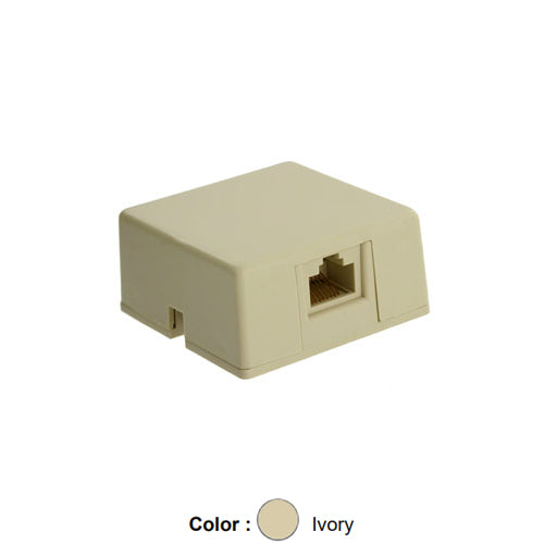 Leviton 40278-SBI, Surface-Mount Telephone Box with Shorting Bar RJ31X, 8P8C, Screw Terminal, Ivory