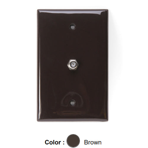 Leviton 40539-MB, Midway Telephone & Video Wallplate, Wall Jack, F-Connector, Nylon, Brown, 2 Packs