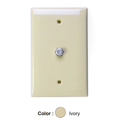 Leviton 40539-MI, Midway Telephone & Video Wallplate, Wall Jack, F-Connector, Nylon, Ivory, 2 Packs