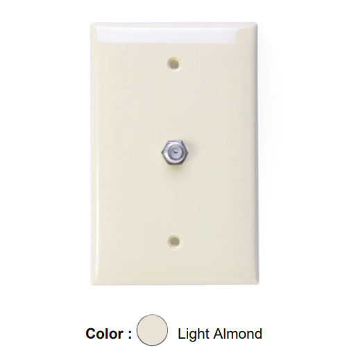 Leviton 40539-MT, Midway Telephone & Video Wallplate, Wall Jack, F-Connector, Nylon, Light Almond, 2 Packs