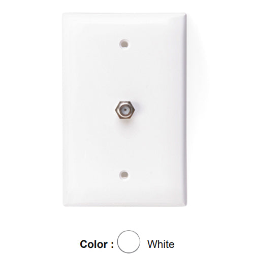 Leviton 40539-MW, Midway Telephone & Video Wallplate, Wall Jack, F-Connector, Nylon, White, 2 Packs