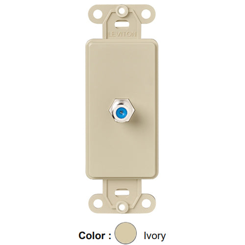 Leviton 40681-I, Decora Telephone and Video Insert with F-Connector Wall Jack, Screw Terminals, Ivory
