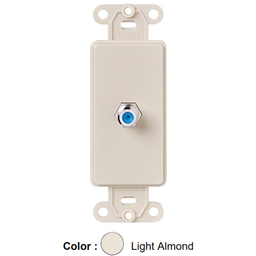 Leviton 40681-T, Decora Telephone and Video Insert with F-Connector Wall Jack, Screw Terminals, Light Almond
