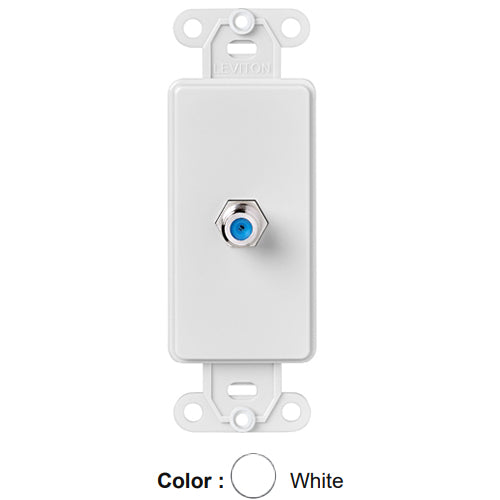 Leviton 40681-W, Decora Telephone and Video Insert with F-Connector Wall Jack, Screw Terminals, White