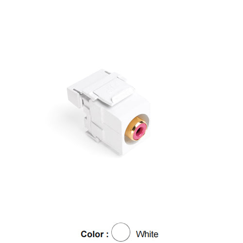 Leviton 40735-RRW, RCA 110-Termination QuickPort Connector, Red Barrel, White Housing