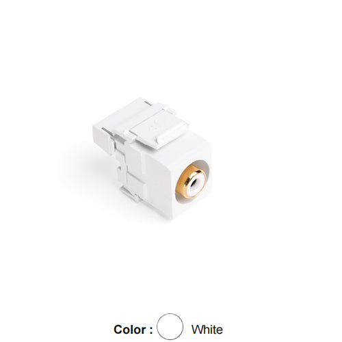 Leviton 40735-RWW, RCA 110-Termination QuickPort Connector, White Barrel, White Housing