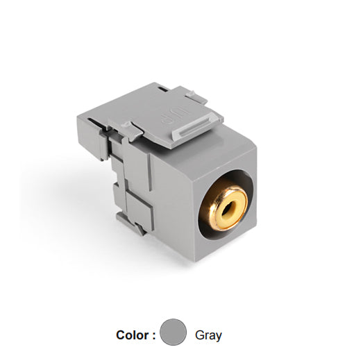Leviton 40735-RYG, RCA 110-Termination QuickPort Connector, Yellow Barrel, Gray Housing
