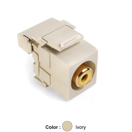 Leviton 40735-RYI, RCA 110-Termination QuickPort Connector, Yellow Barrel, Ivory Housing