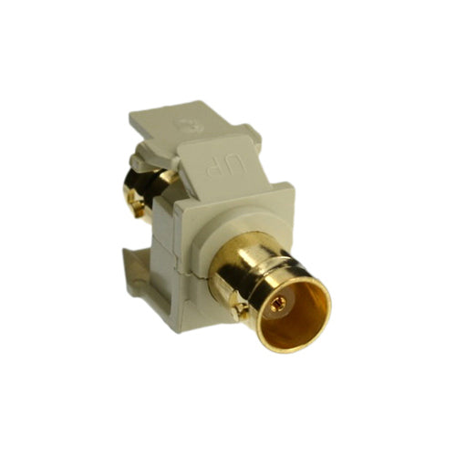 Leviton 40832-BI, BNC Feedthrough Quickport AV Connector, Gold-Plated, 50 Ohm, Ivory Housing