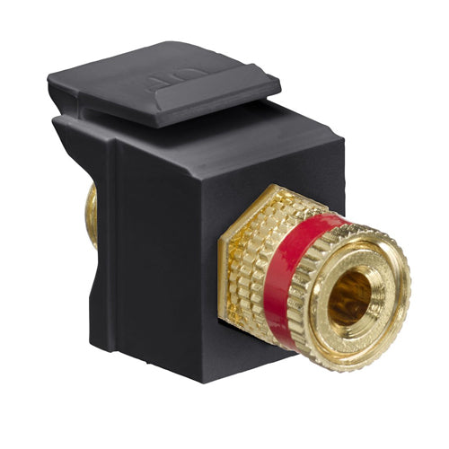 Leviton 40833-BER, Banana Jack Quickport Coupler, Red Stripe, Black Housing