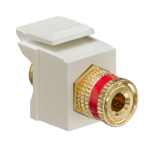Leviton 40833-BIR, Banana Jack Quickport Coupler, Red Stripe, Ivory Housing