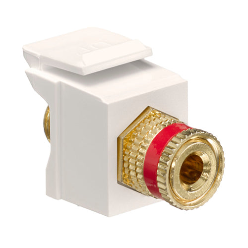 Leviton 40833-BTR, Banana Jack Quickport Coupler, Red Stripe, Light Almond Housing