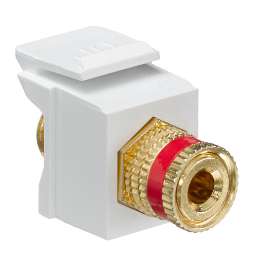 Leviton 40833-BWR, Banana Jack Quickport Coupler, Red Stripe, White Housing