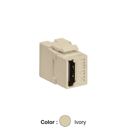 Leviton 40834-I, HDMI Feedthrough Quickport Connector, Ivory Housing