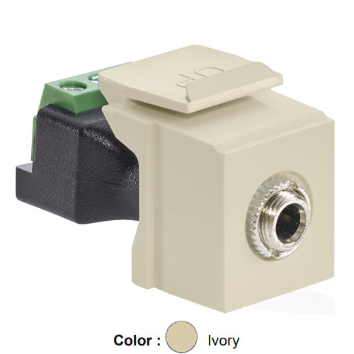 Leviton 40839-SIS, 3.5mm Stereo Quickport Jack, Female to Screw Terminal, Ivory Housing