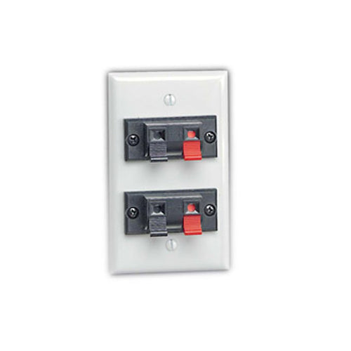 Leviton 40952-2PW, 1-Gang Double Spring Clip Device Audio/Video Wallplate, Standard Size, Polymer Break Resistant, Box Mount, White