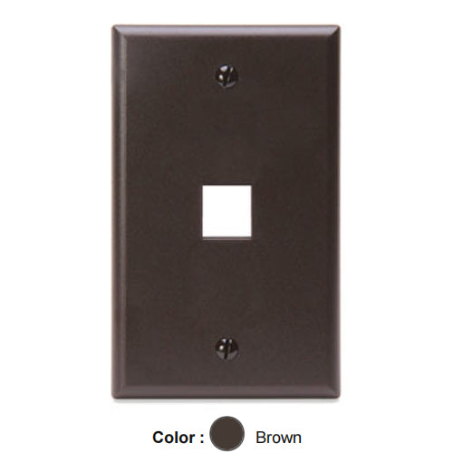 Leviton 41080-1BP, Quickport Single-Gang Wallplate, 1-Port, Flush Mount, Brown, 3 Packs