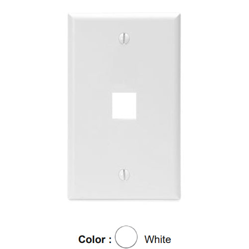 Leviton 41080-1WP, Quickport Single-Gang Wallplate, 1-Port, Flush Mount, White, 2 Packs