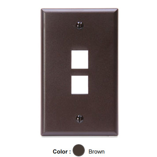 Leviton 41080-2BP, Quickport Single-Gang Wallplate, 2-Port, Flush Mount, Brown, 3 Packs