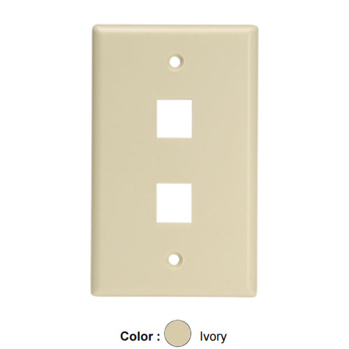 Leviton 41080-2IL, Quickport Single-Gang Wallplate for Large Connectors, 2-Port, Ivory, 3 Packs