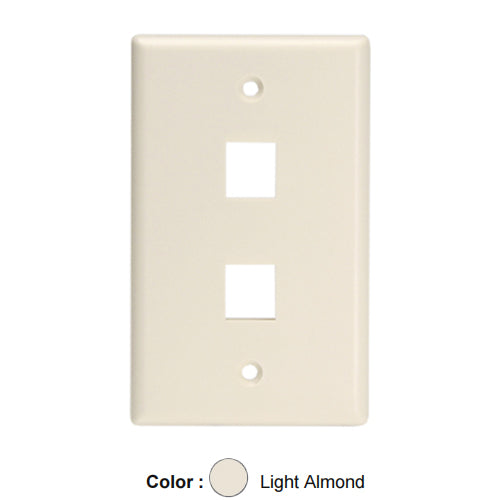 Leviton 41080-2TL, Quickport Single-Gang Wallplate for Large Connectors, 2-Port, Light Almond, 3 Packs