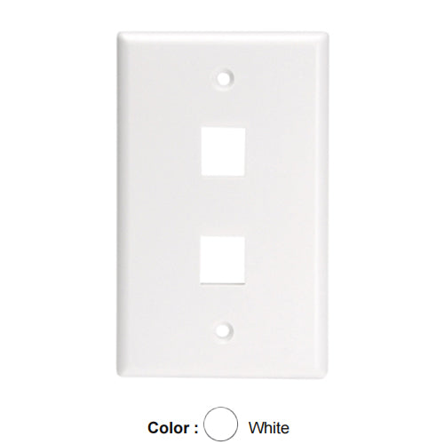 Leviton 41080-2WL, Quickport Single-Gang Wallplate for Large Connectors, 2-Port, White, 3 Packs