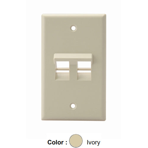 Leviton 41081-2IP, Quickport Angled Single-Gang Wallplate, 2-Port, Ivory