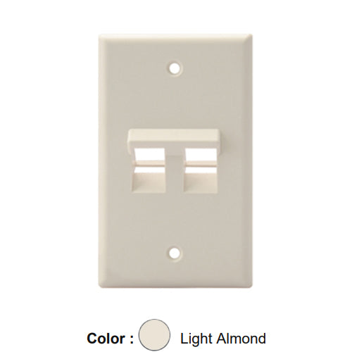 Leviton 41081-2TP, Quickport Angled Single-Gang Wallplate, 2-Port, Light Almond