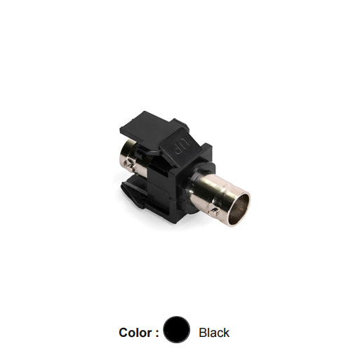 Leviton 41084-BEF, BNC Feedthrough Quickport Connector, Nickel-Plated, 50 Ohm, Black Housing