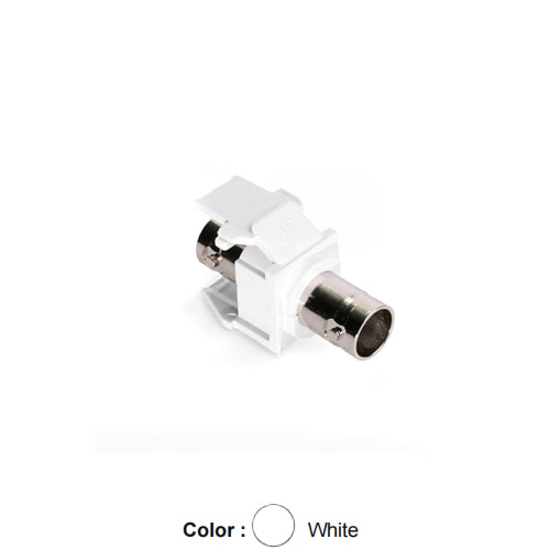 Leviton 41084-BWF, BNC Feedthrough Quickport Connector, Nickel-Plated, 50 Ohm, White Housing