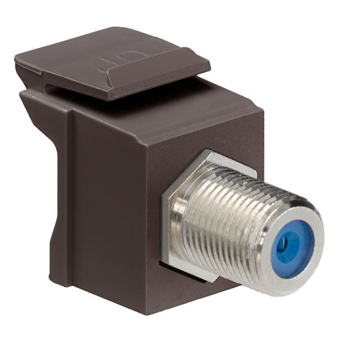 Leviton 41084-FBF, Feedthrough Quickport F-Connector, Nickel Plated, Brown Housing