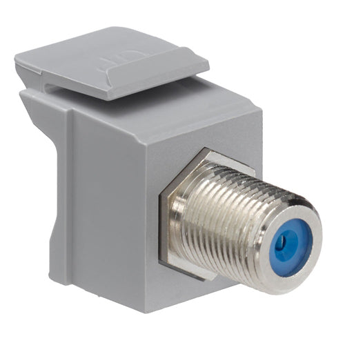 Leviton 41084-FGF, Feedthrough Quickport F-Connector, Nickel Plated, Gray Housing