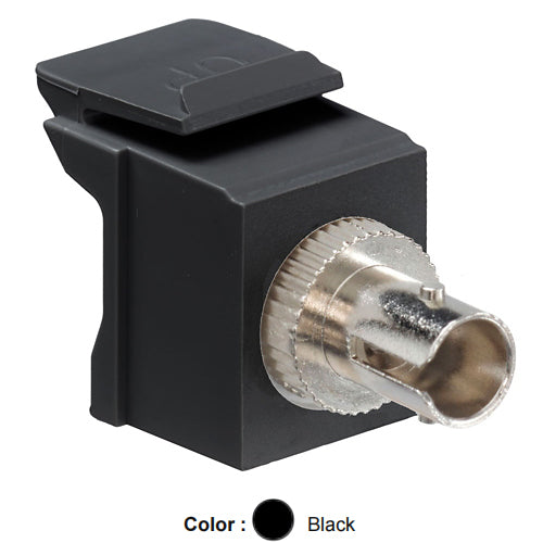Leviton 41084-SEZ, QuickPort ST Fiber Optic Adapter, Single-Mode, Zirconia Ceramic Sleeve, Black