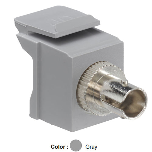 Leviton 41084-SGF, QuickPort ST Fiber Optic Adapter, MM, Phosphor Bronze Sleeve, Gray