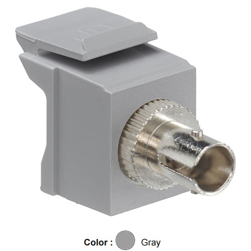 Leviton 41084-SGZ, QuickPort ST Fiber Optic Adapter, Single-Mode, Zirconia Ceramic Sleeve, Gray
