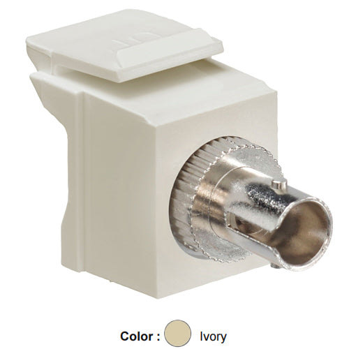 Leviton 41084-SIF, QuickPort ST Fiber Optic Adapter, MM, Phosphor Bronze Sleeve, Ivory