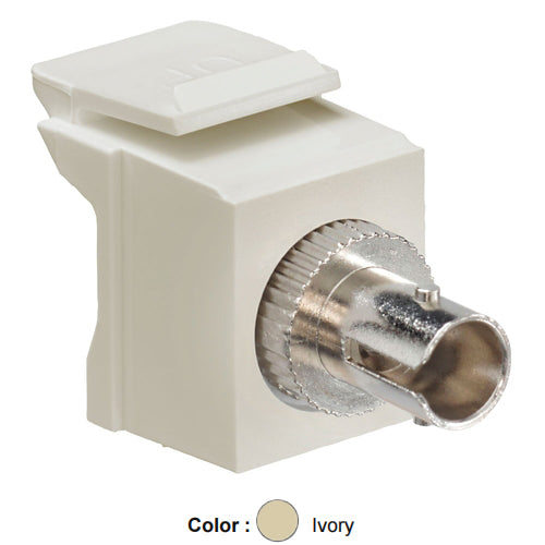 Leviton 41084-SIZ, QuickPort ST Fiber Optic Adapter, Single-Mode, Zirconia Ceramic Sleeve, Ivory