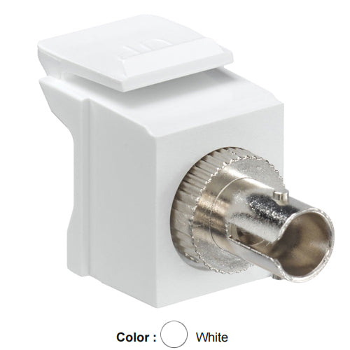 Leviton 41084-SWF, QuickPort ST Fiber Optic Adapter, MM, Phosphor Bronze Sleeve, White
