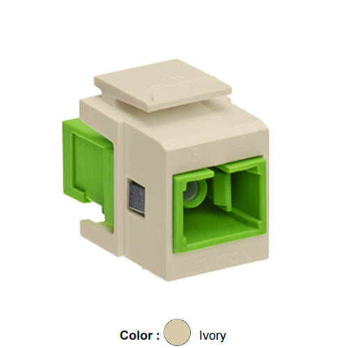 Leviton 41085-ASI, QuickPort Fiber Simplex SC/APC Adapter, Single-Mode, Female Front/Back, Zirconia Ceramic Sleeve, Ivory