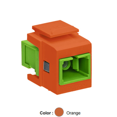 Leviton 41085-ASO, QuickPort Fiber Simplex SC/APC Adapter, Single-Mode, Female Front/Back, Zirconia Ceramic Sleeve, Orange