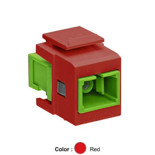 Leviton 41085-ASR, QuickPort Fiber Simplex SC/APC Adapter, Single-Mode, Female Front/Back, Zirconia Ceramic Sleeve, Red
