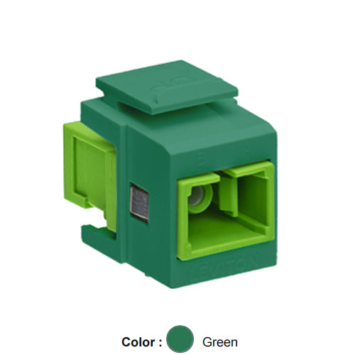 Leviton 41085-ASV, QuickPort Fiber Simplex SC/APC Adapter, Single-Mode, Female Front/Back, Zirconia Ceramic Sleeve, Green