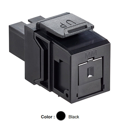 Leviton 41085-MEC, QuickPort Multimode Simplex SC Fiber Optic Adapter Module, Phosphor Bronze Sleeve, Black