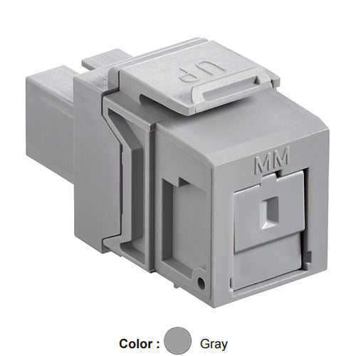 Leviton 41085-MGC, QuickPort Multimode Simplex SC Fiber Optic Adapter Module, Phosphor Bronze Sleeve, Gray