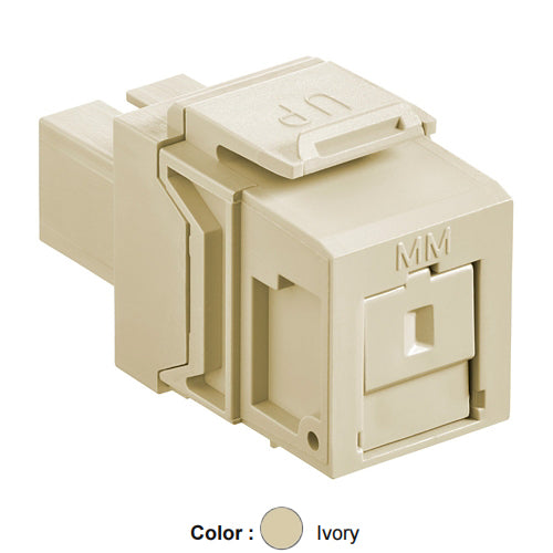 Leviton 41085-MIC, QuickPort Multimode Simplex SC Fiber Optic Adapter Module, Phosphor Bronze Sleeve, Ivory