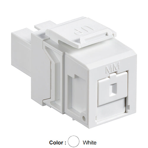 Leviton 41085-MWC, QuickPort Multimode Simplex SC Fiber Optic Adapter Module, Phosphor Bronze Sleeve, White